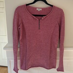 Sundance Homestead Henley Cotton Silk Blend Sweater Pink, Women’s XS Like new